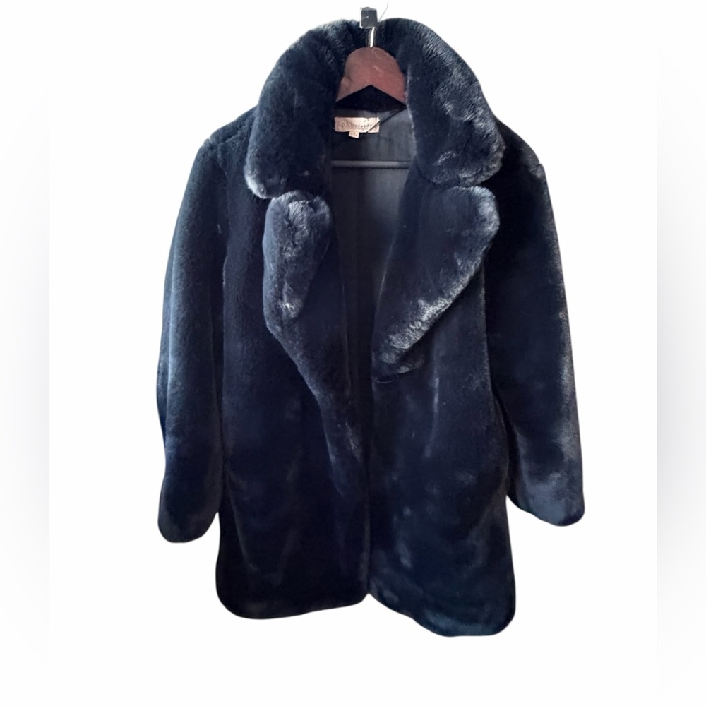 Philosophy Midnight Black‎ Teddy Coat Faux Fur Plush Jacket Medium